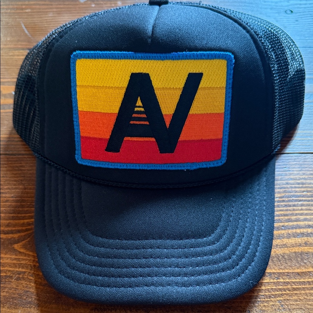Aviator Nation Black Trucker Hat with Rainbow Patch